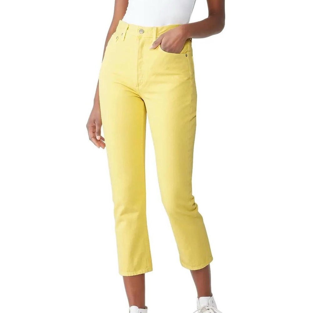 Agolde Riley high rise ankle yellow denim